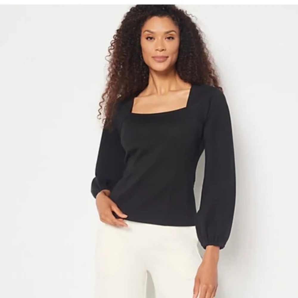 GIRL WITH CURVES Ponte Square Neck Blouse A452082